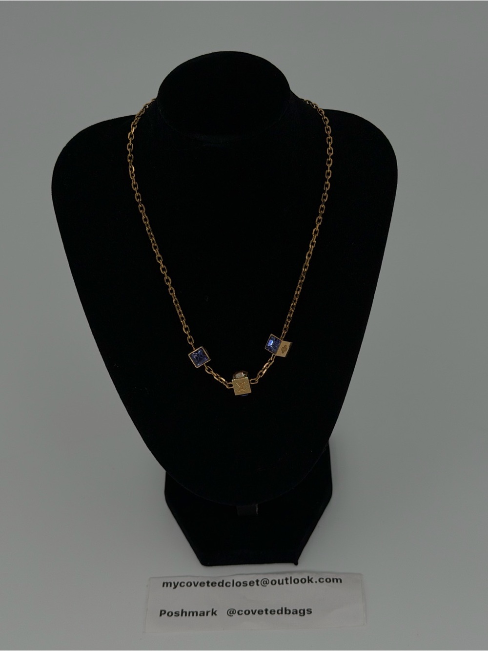 Louis Vuitton Gamble Necklace Gold with Purple and Clear Swarovski Crystals - Picture 3 of 13